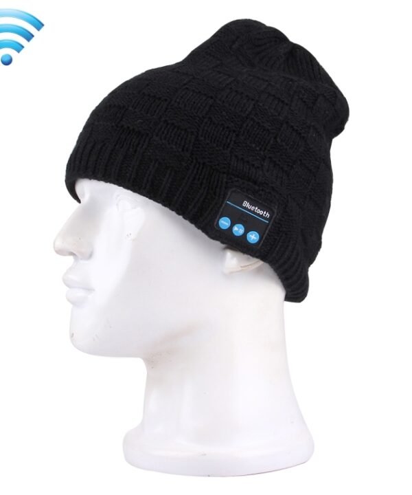 Square Textured Knitted Bluetooth Headset Warm Winter Hat with Mic for Boy & Girl & Adults
