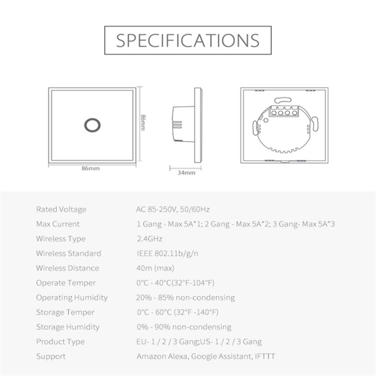 NEO NAS-SC01W Wireless WiFi EU Smart Light Control Switch 1Gang - Image 14