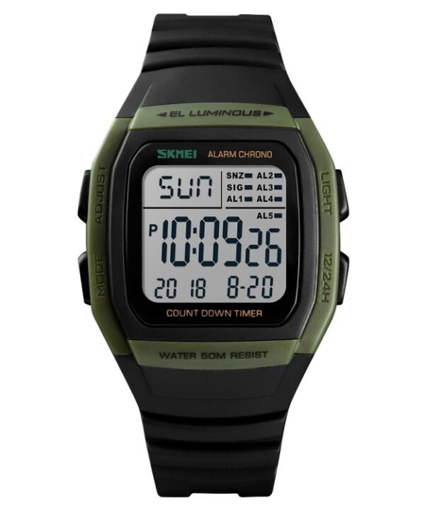SKMEI 1278 Fashionable Outdoor 50m Waterproof Digital Watch Student Sports Wrist Watch Support 5 Group Alarm Clocks