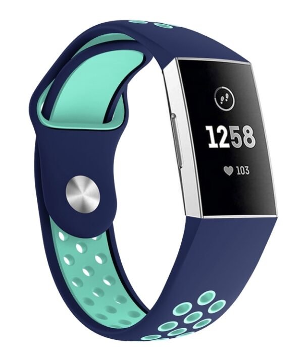 Two-color Round Hole Silicone Watch Band for Fitbit Charge 3, Watch Band Size:130-195mm