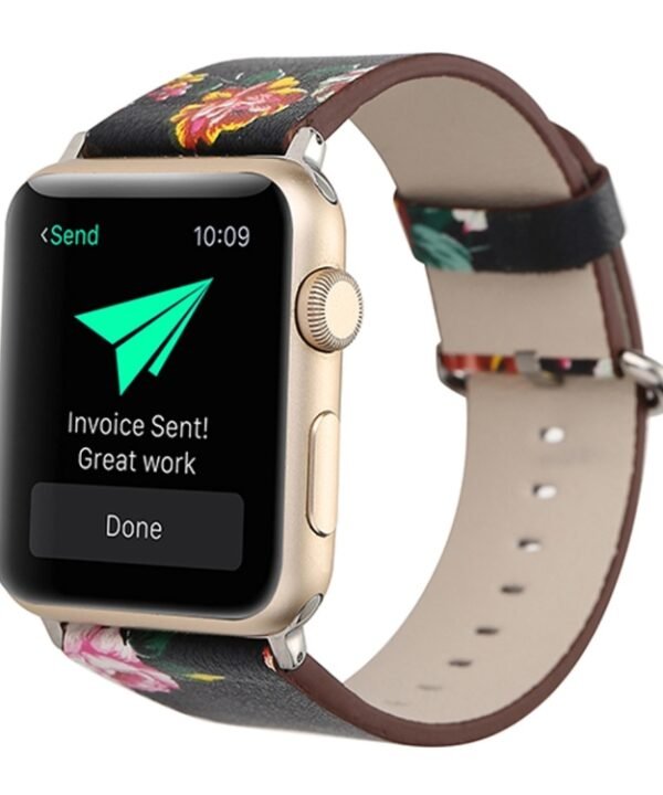For Apple Watch Ultra 49mm&Watch Ultra 2 49mm / Series 10 46mm / 9&8&7 45mm / SE 3&SE 2&6&SE&5&4 44mm / 3&2&1 42mm Fashion Pastoralism Style Little Floral Pattern Women Watch Leather Watch Band, For 42mm E, For 42mm F, For 42mm A, For 42mm B, For 42mm ...