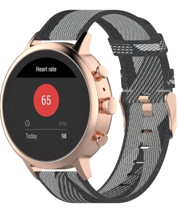 18mm Stripe Weave Nylon Wrist Strap Watch Band for Fossil Female Sport / Charter HR / Gen 4 Q Venture HR