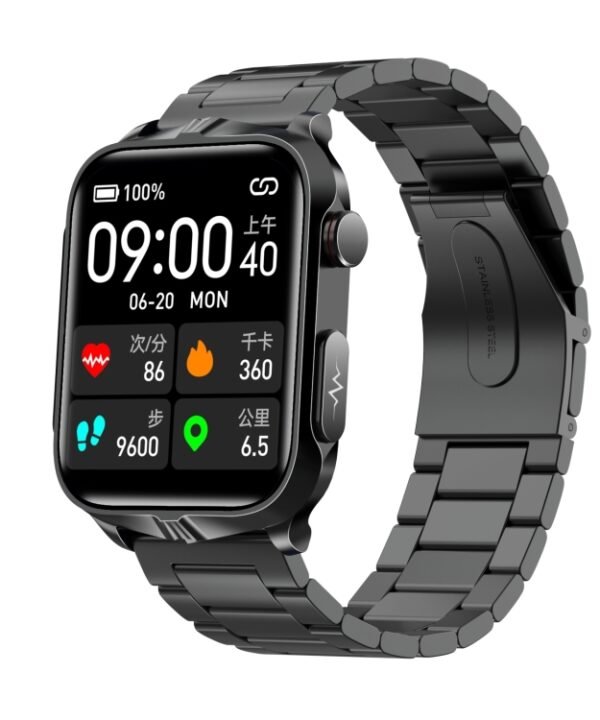 TK11P 1.83 inch IPS Screen IP68 Waterproof Steel Band Smart Watch, Support Stress Monitoring / ECG, Steel Band (Black)