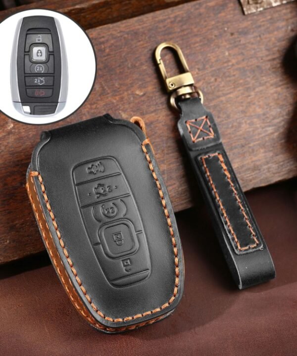 For Lincoln Hallmo Car Cowhide Leather Key Protective Cover Key Case, C224