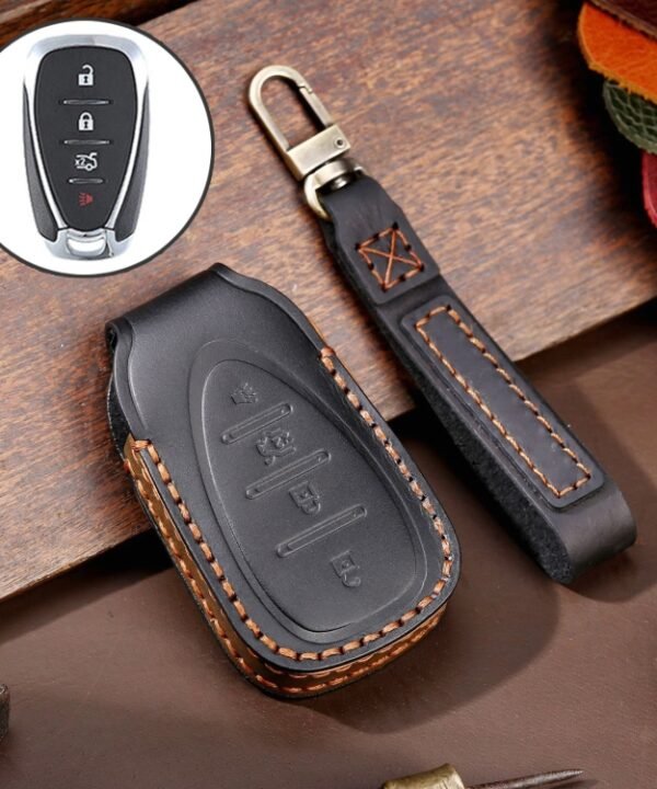 For Chevrolet 4-button Hallmo Car Cowhide Leather Key Protective Cover Key Case, C113