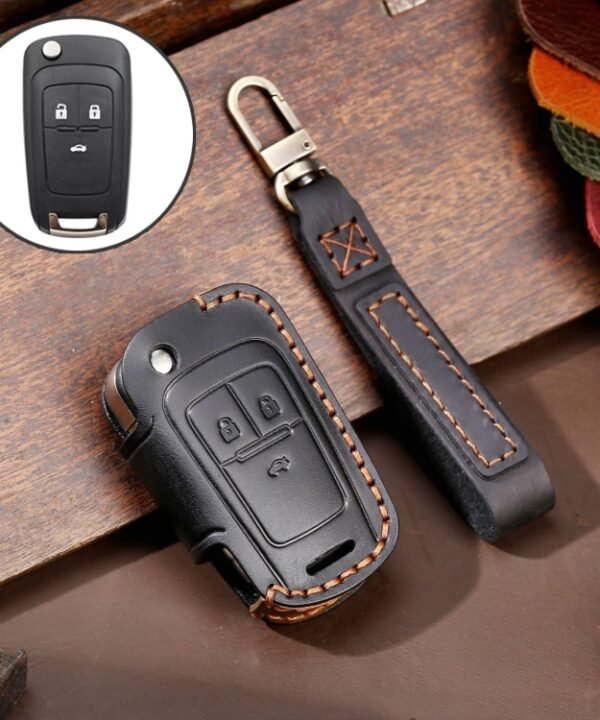 For Chevrolet Folding Hallmo Car Cowhide Leather Key Protective Cover Key Case, C115