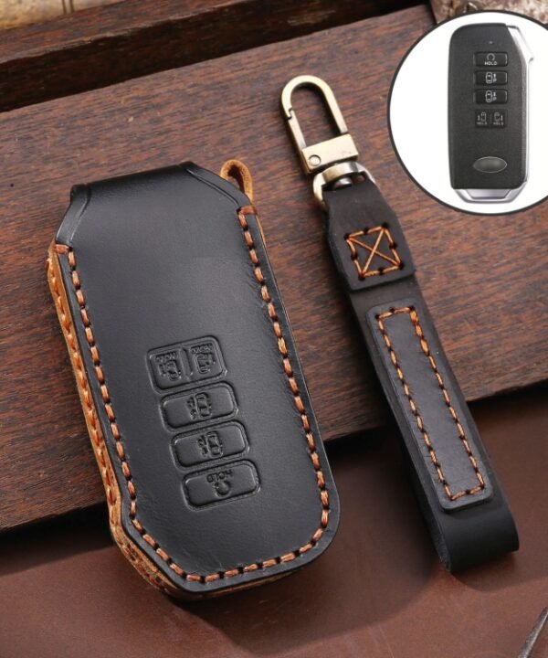 For Kia 5-button Hallmo Car Cowhide Leather Key Protective Cover Key Case, C202