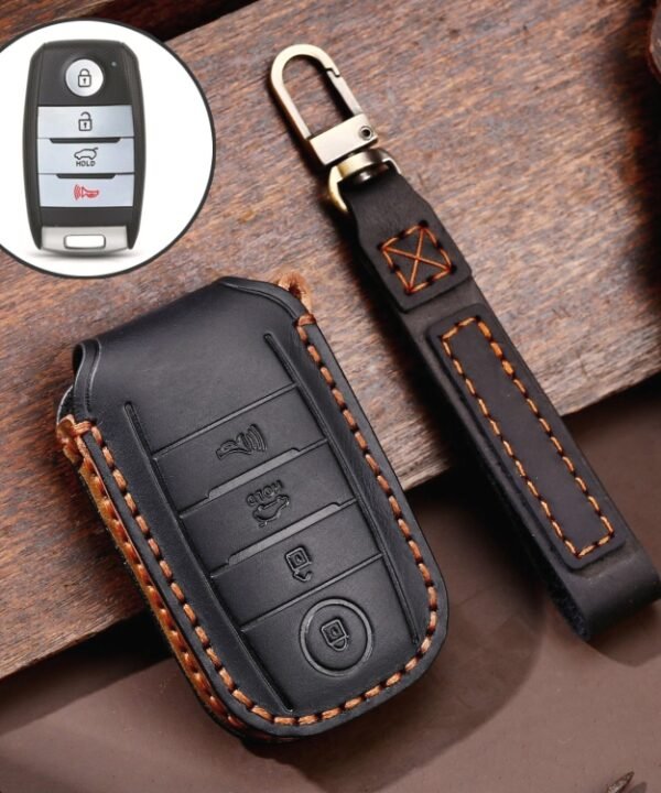 For Kia C133 4-button Hallmo Car Cowhide Leather Key Protective Cover Key Case, C133