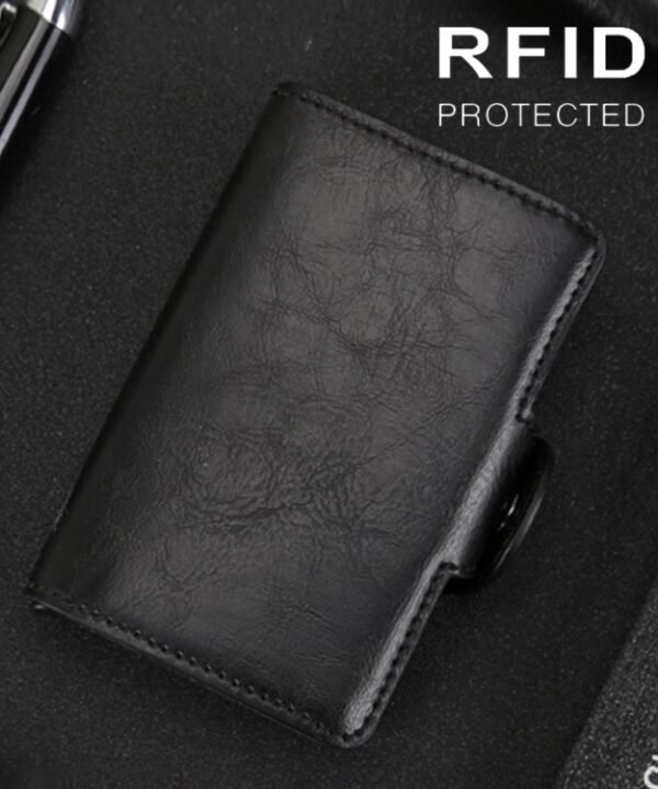 X-7 Antimagnetic RFID  Multi-functional Aluminum Crazy Horse Texture Leather Card Bag Wallet