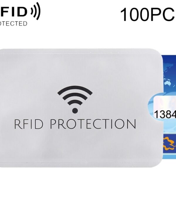 100pcs Aluminum Foil Anti Theft RFID Blocking Sleeve Card Protector, Size: 9.1*6.3cm