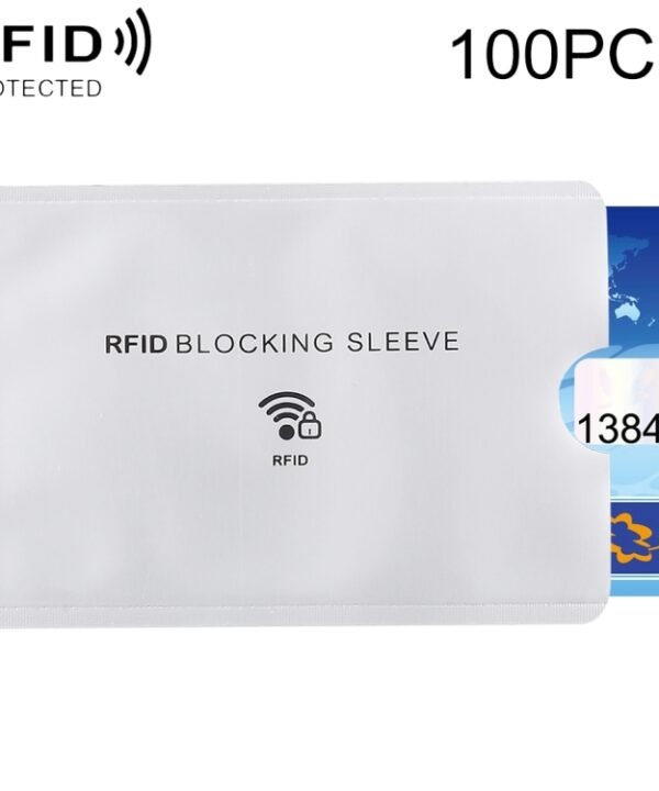 100pcs Aluminum Foil Anti Theft RFID Blocking Sleeve Card Protector, Size: 9.1*6.3cm