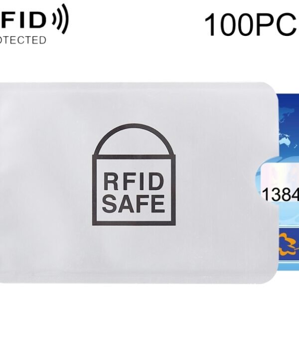 100pcs Aluminum Foil Anti Theft RFID Blocking Sleeve Card Protector, Size: 9.1*6.3cm