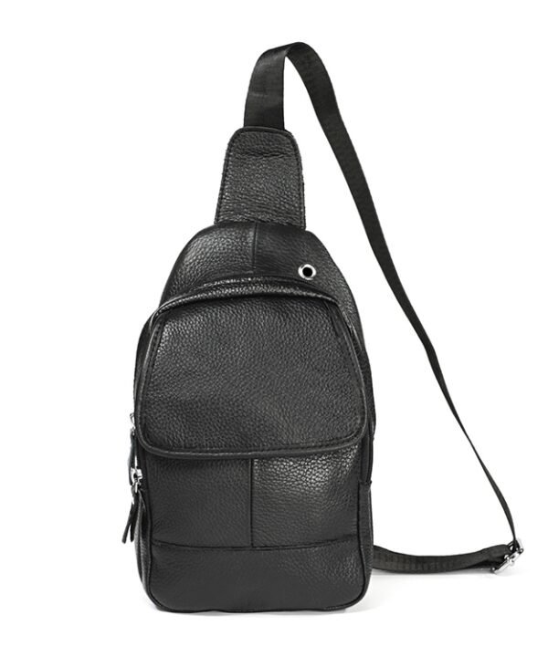 6023 Casual Litchi Texture Soft Face Full-grain Cowhide One Shoulder Crossbody Bag for Men, Black, Coffee, Red, Brown