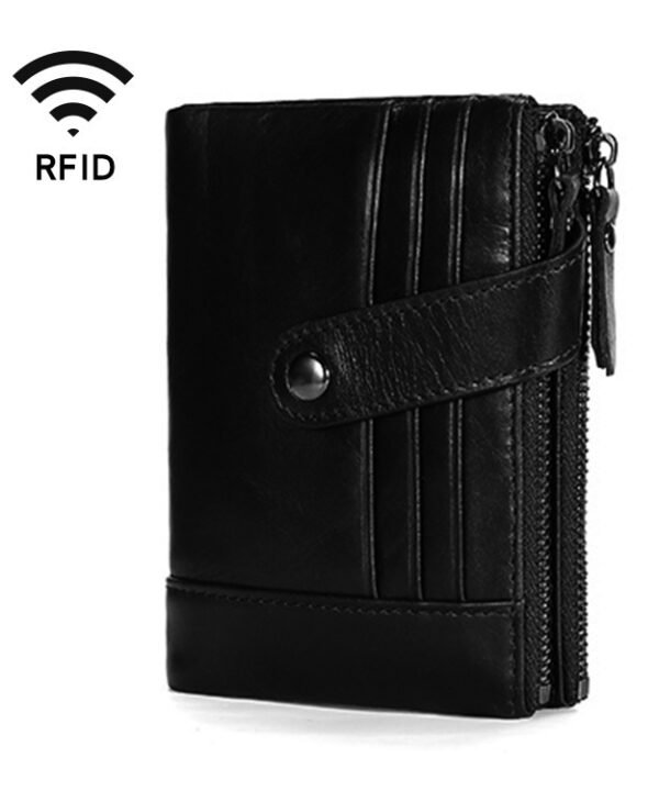 TP-196 Multi-functional Retro Cowhide Leather Multiple Card Slots Dual zipper RFID Wallet