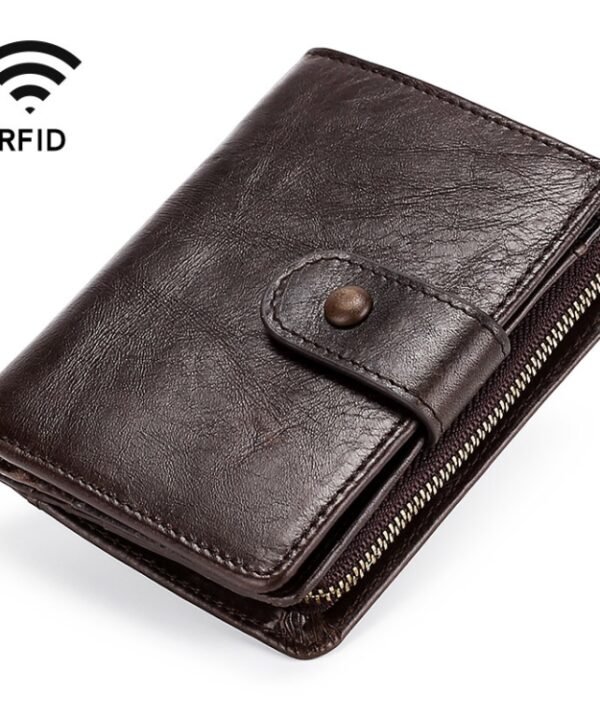TP-201 Crazy Horse Leather Multi-functional Lather RFID Clasp Retro Wallet