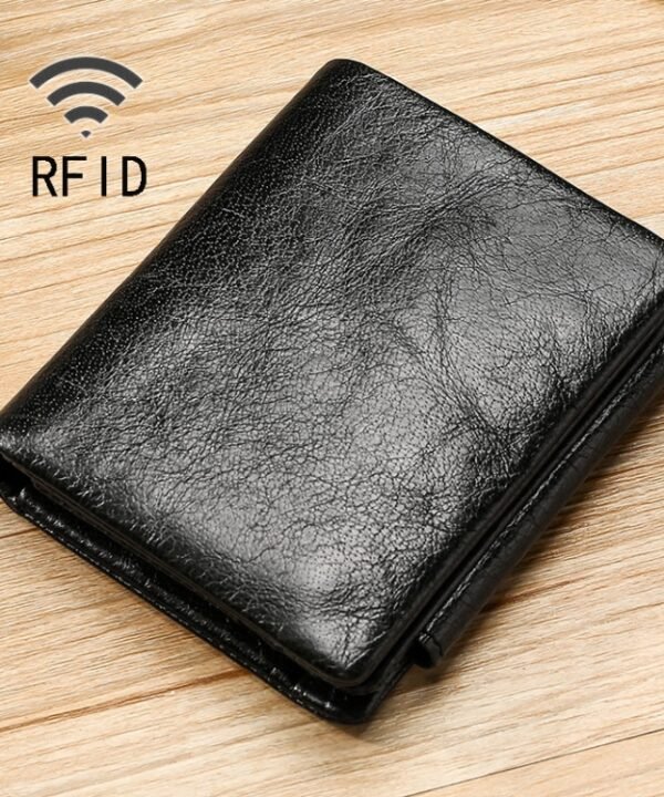 TP-191 Oil Wax Leather Multi-functional RFID Three-fold Wallet