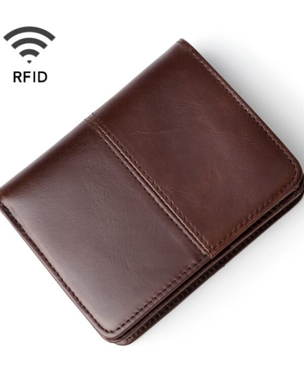 TP-195 Oilskin Leather Multi-functional Change Purse RFID Leather Wallet