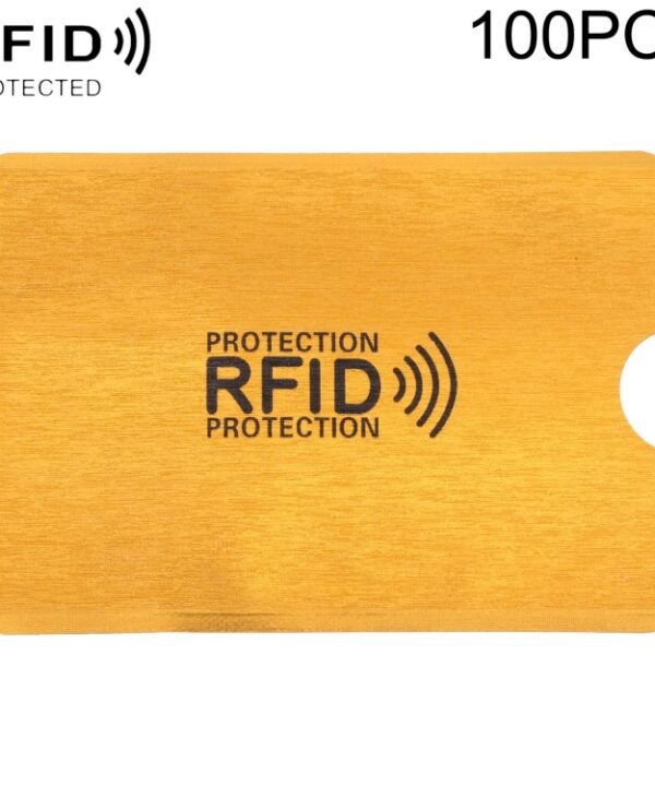 100 PCS Aluminum Foil Anti Theft RFID Blocking Sleeve Card Protector, Size: 9.1*6.3cm, RFID 100pcs (Gold), RFID 100pcs (Silver)