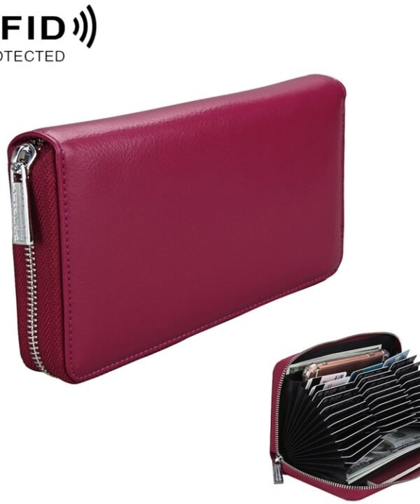 Antimagnetic RFID Large Capacity Long Style Genuine Leather Passport Package / Multifunctional and Many Card Slots Card Package