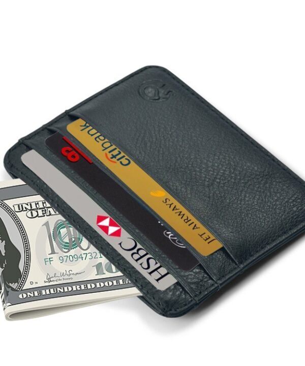 XIAO YUAN XIANG Cowhide Leather Pocket 6 Card Sleeve Wallet Coin Purse Card Holder, Size: 10.7cm x8.7cm, Random Color Delivery