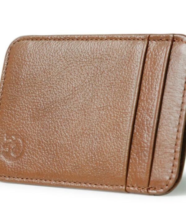 XIAO YUAN XIANG Cowhide Leather 5 Card Pocket Sleeve Wallet Coin Purse Credit Card Holder, Size: 10.6cm x 7.2cm, Random Color Delivery