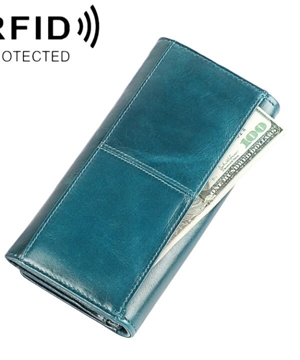 3559 Antimagnetic RFID Multi-function Zipper Retro Top-grain Leather Lady Purse Wallet