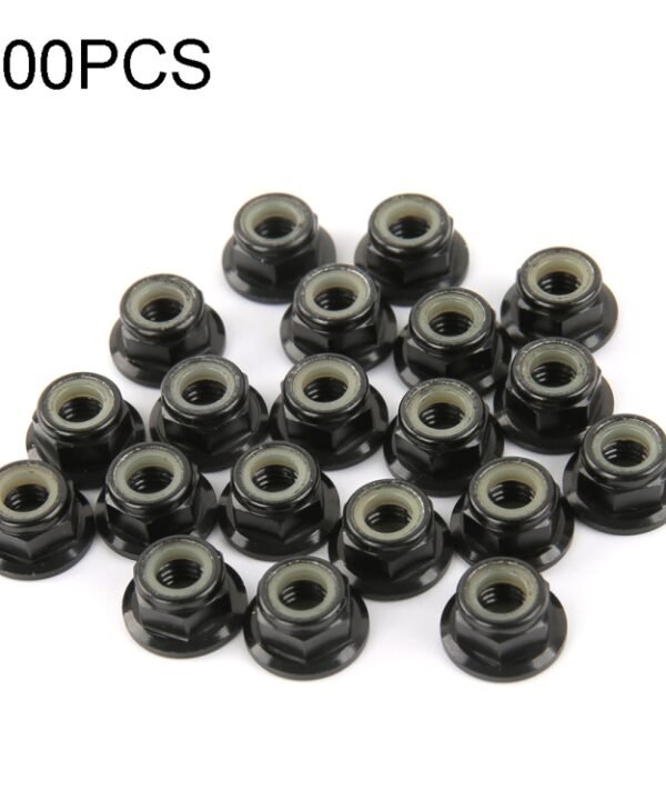 100 PCS iFlight M5 CW 6061 Aluminum Motor Screw Nuts Nylon Insert Self Lock Flange Nut for RC FPV Racing Drone Motor, M5 CW 6061(Black), M5 CW 6061(Red)