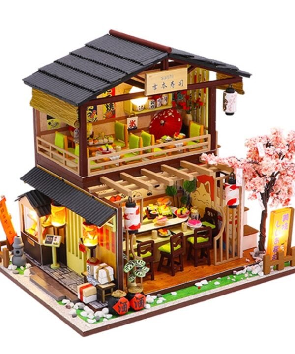Creative DIY Assembled Model House Japanese Sushi Restaurant Birthday Gift
