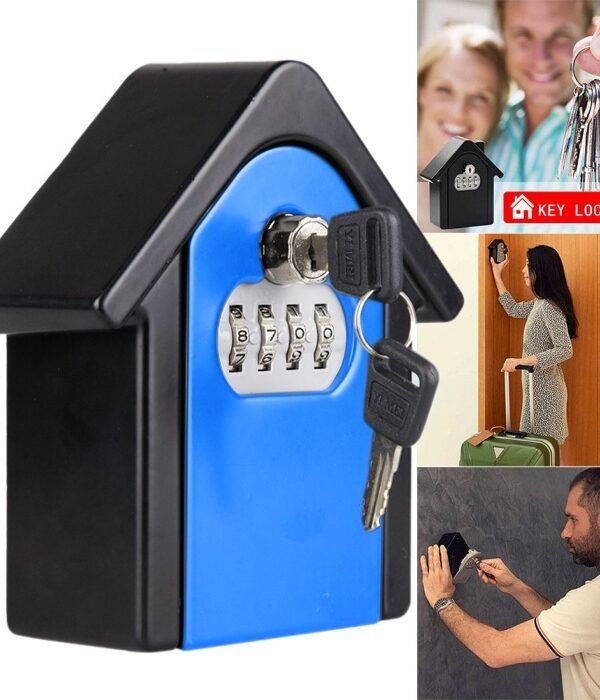 Hut Shape Password Lock Storage Box Security Box Wall Cabinet Safety Box, with 1 Key