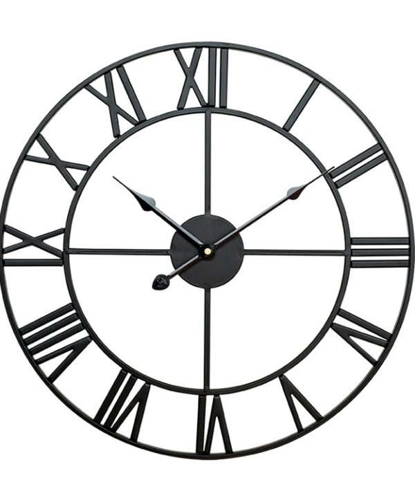 45cm Retro Living Room Iron Round Roman Numeral Mute Decorative Wall Clock, 45cm