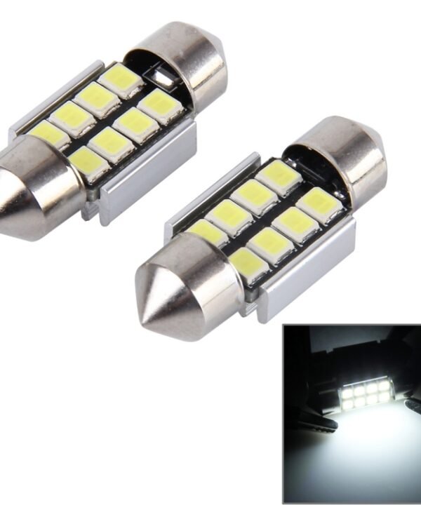2 PCS 31mm Festoon 3W 300LM White Light 8 LED 3528 SMD Canbus Error-Free Car Reading Lamps,  DC 12