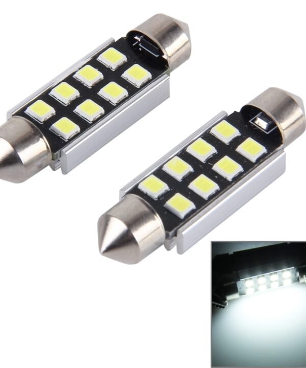 2 PCS 39mm Festoon 3W 300LM White Light 8 LED 3528 SMD Canbus Error-Free Car Reading Lamps, DC 12