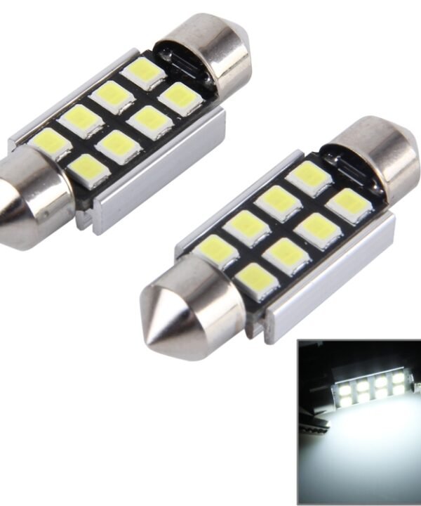 2 PCS 41mm Festoon 3W 300LM White Light 8 LED 3528 SMD Canbus Error-Free Car Reading Lamps,  DC 12