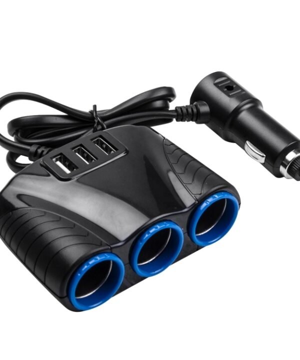 12-24V 3.1A 3 USB Ports & 3 Car Cigarette Lighter Sockets Car Charger