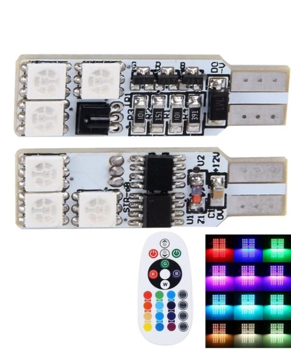 2 PCS Colorful 36MM T10 Port Remote Control Car Dome Lamp LED Reading Light with 6 LED Lights