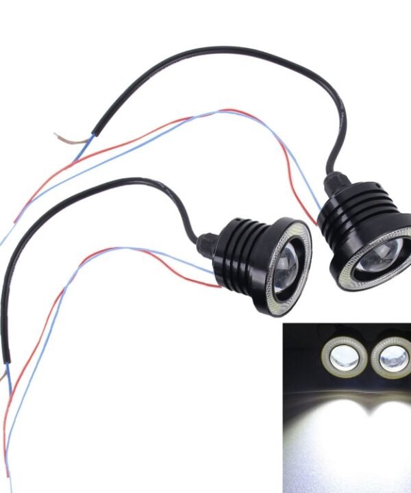 2 PCS 2.5 inch DC12-24V 10W 900LM 6500K Car Angel Eyes Fog Lamp Foglight, Cable Length: 20cm(White Light + White Light), 2.5 inch 10W 900LM/6500K  White+White
