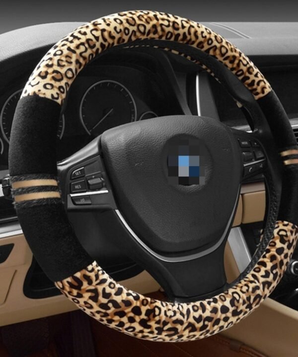Leopard Grain Steering Wheel Cover, Adaptation Steering Wheel Diameter: 37-38 cm, 37-38cm Beige, 37-38cm Coffee, 37-38cm Magenta, 37-38cm Black