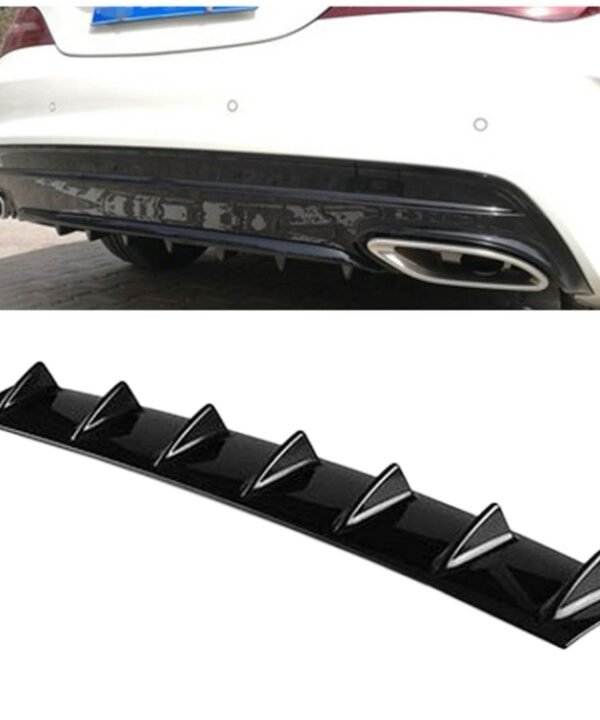 Universal Car Rear Bumper Lip Diffuser 7 Shark Fin Style Black ABS, Size: 85.0x18.0x5.0cm