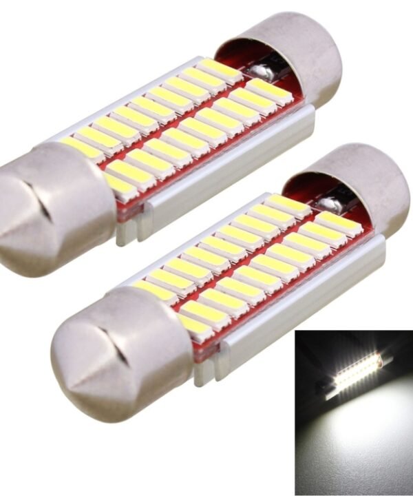 2 PCS Festoon 39mm 2W 200LM White Light 20 LED SMD 4014 Error Free License Plate Lights Car Light Bulb