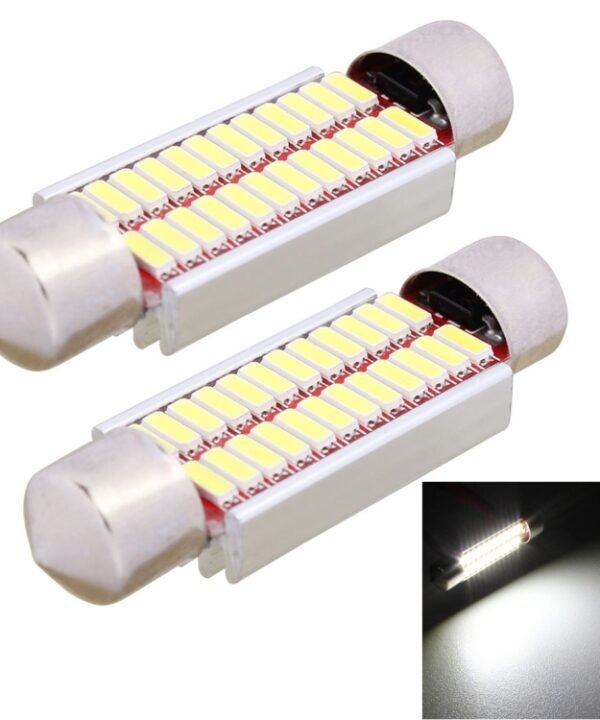 2 PCS 41mm 2W 240LM White Light 24 LED SMD 4014 Error Free License Plate Lights Car Light Bulb