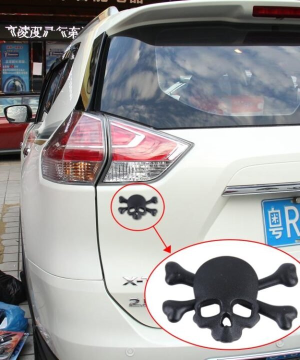 Skull And Cross Bone Shape Shining Metal Car Universal Sticker, Cross Bone