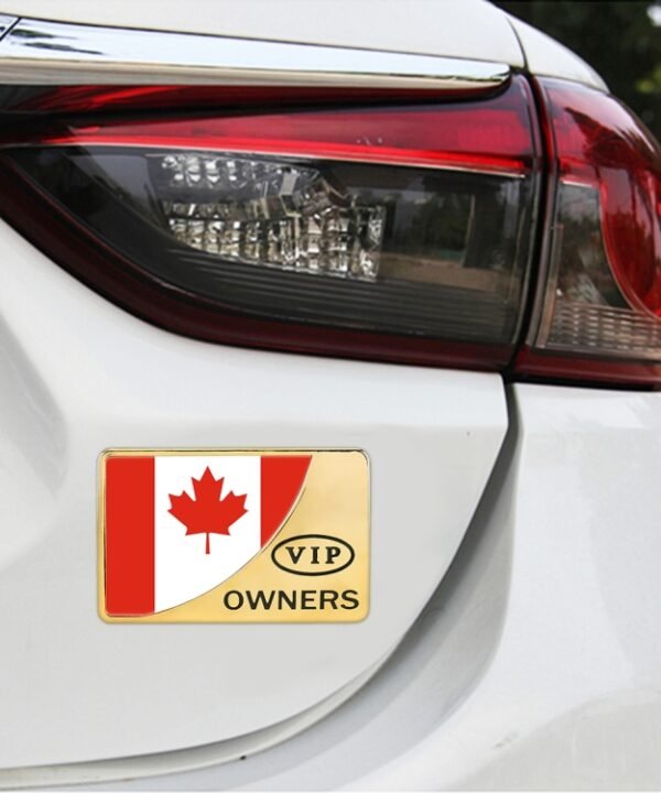 Universal Car Canada Flag Rectangle Shape VIP Metal Decorative Sticker, Canada Flag (Gold), Canada Flag (Silver)