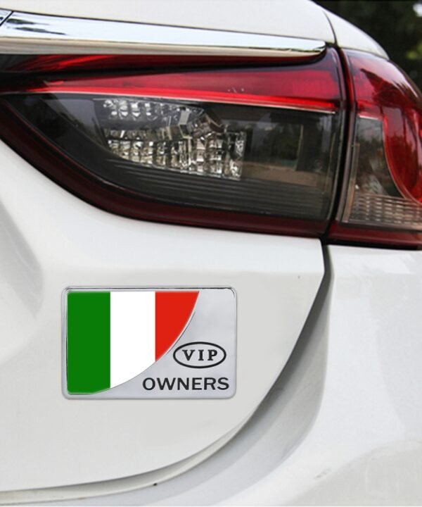 Universal Car Italy Flag Rectangle Shape VIP Metal Decorative Sticker, Italy Flag (Gold), Italy Flag (Silver)