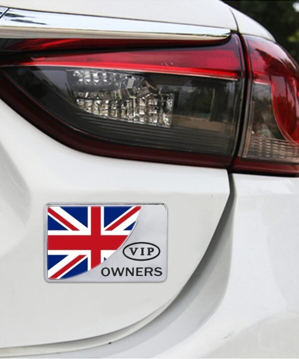 Universal Car UK Flag Rectangle Shape VIP Metal Decorative Sticker, UK Flag (Gold), UK Flag (Silver)