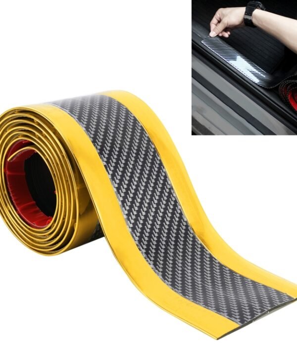 Universal Electroplate Carbon Fibre Car Door Threshold Decoration Strip Decorative Sticker, Size : 5CM x 2M, 5CM x 2M (Gold), 5CM x 2M (Red), 5CM x 2M (Silver)