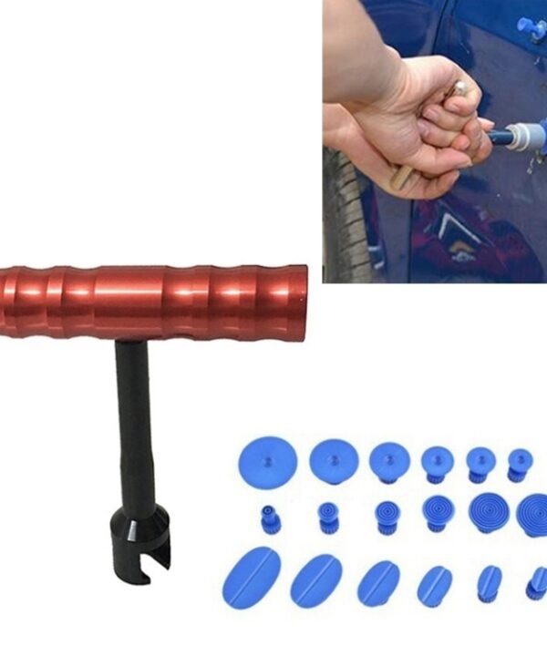 19 in 1 Auto Repair Body Tool Kit Paintless Dent Repair Hail Removal Small Red T Bar Slide Hammer Dent Repair Tool Kit