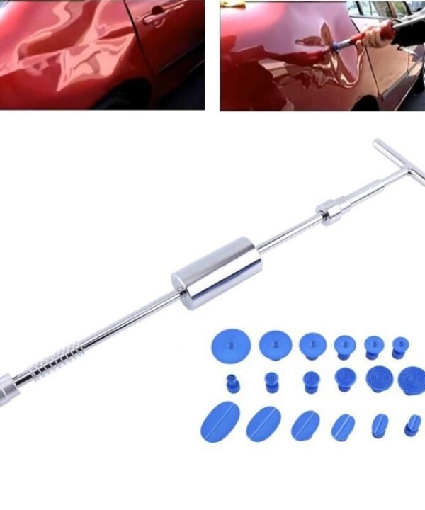 19 in 1 Auto Repair Body Tool Kit Paintless Dent Repair Hail Removal Silver T Bar Slide Hammer Dent Repair Tool Kit