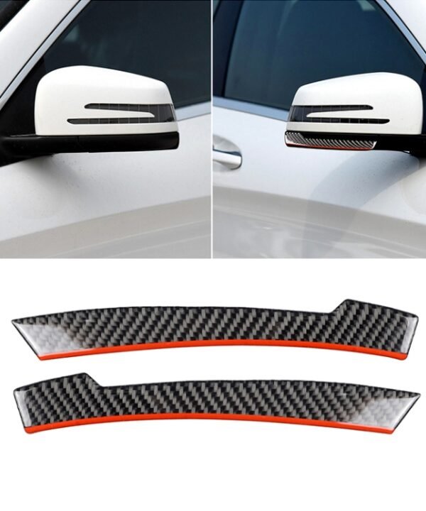 2 PCS Car Carbon Fiber Rearview Mirror Anti-collision Strip Protection Guards Trims Stickers for Mercedes-Benz