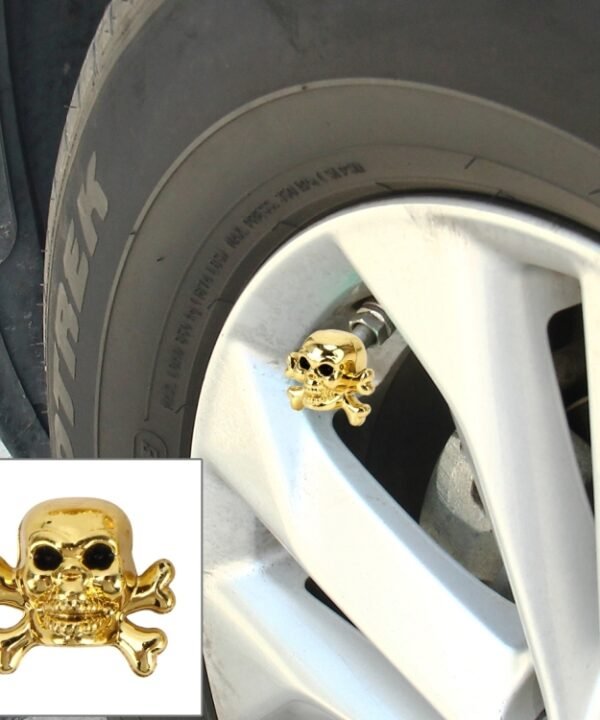 4 PCS Universal Skull Shape Gas Cap Mouthpiece Cover Gas Cap Tire Cap Car Motor Bicycle Tire Valve Caps, Skull Shape