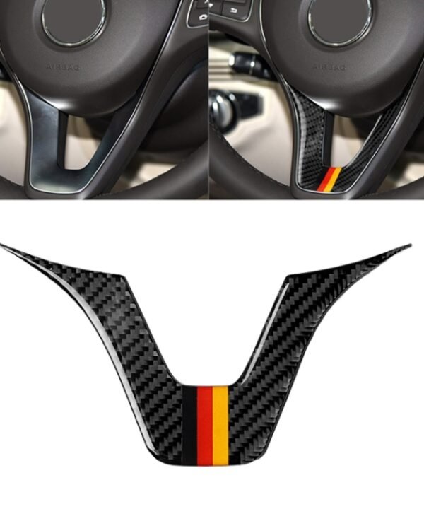 Car German Flag Carbon Fiber Steering Wheel Decorative Sticker for Mercedes-Benz